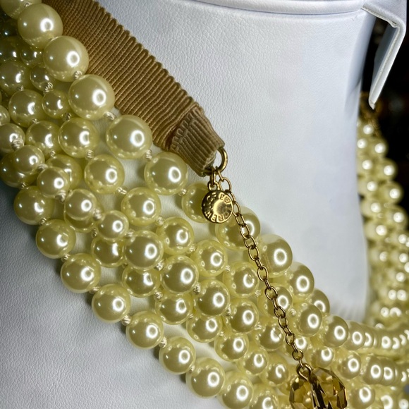 J. Crew Multi-strand Off White Faux Pearl Necklace bundle Brown Faceted Beaded - Picture 6 of 17